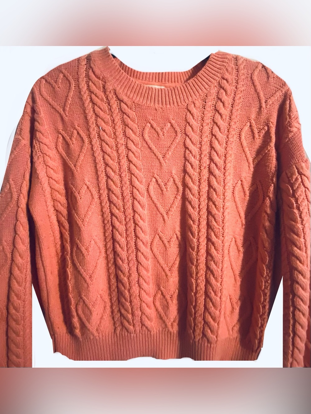 Ardene Coral Cable Knit Crewneck Sweater